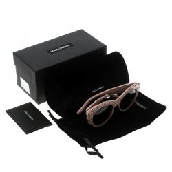 Pre Owned نظارة شمسية دولتشي أند غابانا عين قطة بروكيد DG4267 متدرجة بنية/ وردية