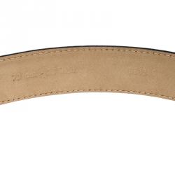 مملوكة مسبقًا حزام دولتشي أند غابانا جلد إيغوانا أسود شعار DC مرصع 70 سم