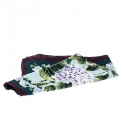 Pre Owned وشاح دولتشي أند غابانا مربع حرير طباعة هيدرنغيا متعدد الألوان