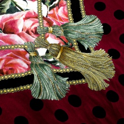 مملوكة مسبقًا Dolce and Gabbana Burgundy Polka Dotted Floral Printed Silk Square Scarf