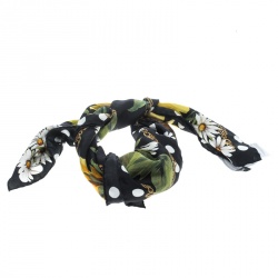 Pre Owned وشاح دولتشي أند غابانا مربع منقط طباعة زهور حرير أسود