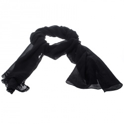 Pre Owned Dolce and Gabbana Black Silk Georgette Lace Edged Scarf