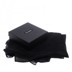 Pre Owned Dolce and Gabbana Black Silk Georgette Lace Edged Scarf