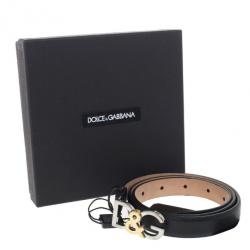 مملوكة مسبقًا Dolce and Gabbana Black Leather D&G Belt 75 CM