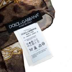 Pre Owned Dolce and Gabbana Floral and Leopard Printed Silk Chiffon Square Scarf