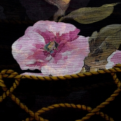 Pre Owned Dolce and Gabbana Black Floral Printed Crinkled Silk Chiffon Scarf