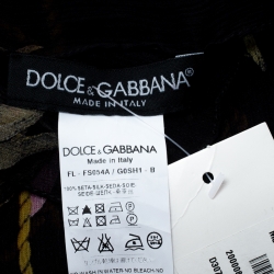 Pre Owned Dolce and Gabbana Black Floral Printed Crinkled Silk Chiffon Scarf