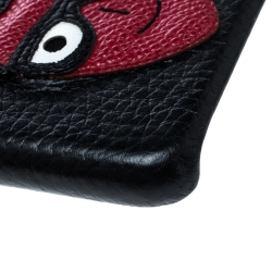 مملوكة مسبقًا Dolce and Gabbana Black Leather Devil Designers Face Patch iPhone 7 Case