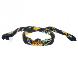 Pre Owned Dolce and Gabbana Pineapple Print Striped Silk Square Scarf