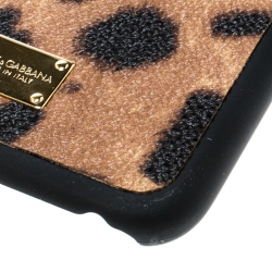 Pre Owned Dolce & Gabbana Brown Leopard Print Leather iPhone 6+ Case