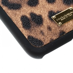 Pre Owned Dolce & Gabbana Brown Leopard Print Leather iPhone 6+ Case