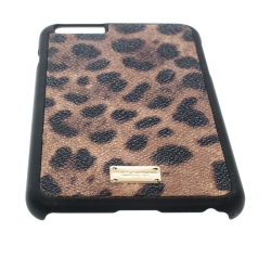 Pre Owned Dolce & Gabbana Brown Leopard Print Leather iPhone 6+ Case