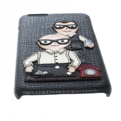 مملوكة مسبقًا Dolce & Gabbana Black Leather Father and Son Patch Iphone 6+ Case