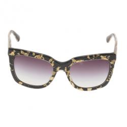 مملوكة مسبقًا Dolce and Gabbana Black Gold Leaf 4197 Sunglasses
