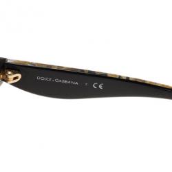 مملوكة مسبقًا Dolce and Gabbana Black Gold Leaf 4197 Sunglasses