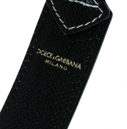 مملوكة مسبقًا Dolce and Gabbana Black/White Leather Polka Dot Bag Strap