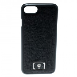 Pre Owned Dolce and Gabbana Black Logo Plaque iPhone 7 Case