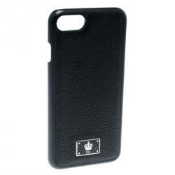 Pre Owned Dolce and Gabbana Black Logo Plaque iPhone 7 Case