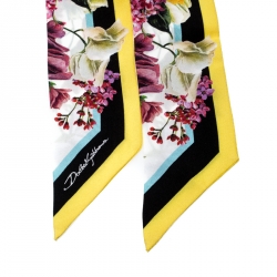 مملوكة مسبقًا Dolce & Gabbana Multicolor Floral Printed Silk Bandeau Scarf