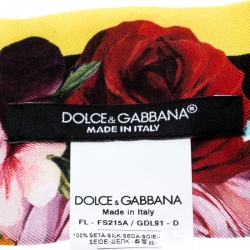 مملوكة مسبقًا Dolce & Gabbana Multicolor Floral Printed Silk Bandeau Scarf