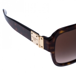 Pre Owned Dolce & Gabbana Dark Brown Tortoise DG 4336 Square Sunglasses 