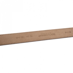 Pre Owned Dolce and Gabbana Black Lizard Embossed Leather Decorative Logo Belt 75CM