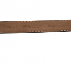 Pre Owned Dolce & Gabbana Black Leather Devotion Heart Buckle Belt 80cm