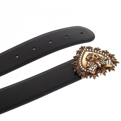 Pre Owned Dolce and Gabbana Black Leather Devotion Belt 75CM