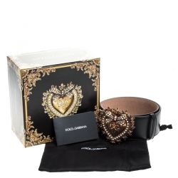 Pre Owned Dolce and Gabbana Black Leather Devotion Belt 75CM