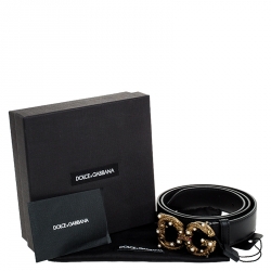 Pre Owned حزام دولتشي أند غابانا أمور DG جلد أسود 80 سم