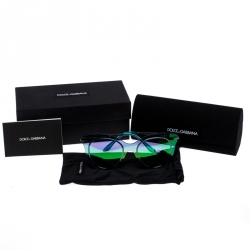Pre Owned Dolce and Gabbana Blue/Green DG2172 Mirror Cat Eye Sunglasses