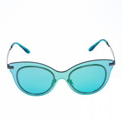 Pre Owned Dolce and Gabbana Blue/Green DG2172 Mirror Cat Eye Sunglasses