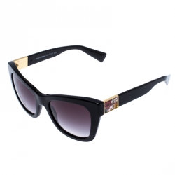 Pre Owned Dolce and Gabbana Black Special Edition Mosaico Cat Eye Sunglasses