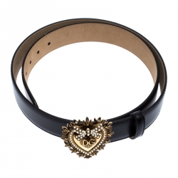 Pre Owned حزام دولتشي أند غابانا إبزيم ديفوشين جلد أسود 85 سم