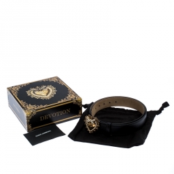 Pre Owned حزام دولتشي أند غابانا إبزيم ديفوشين جلد أسود 85 سم