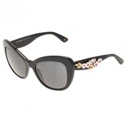 مملوكة مسبقًا Dolce and Gabbana Black Almond Flower Cat-Eye Sunglasses