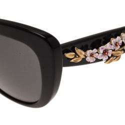 مملوكة مسبقًا Dolce and Gabbana Black Almond Flower Cat-Eye Sunglasses
