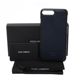 مملوكة مسبقًا جراب آيفون 7/8 بلاس دولتشي آند غابانا جلد أسود/أزرق كحلي