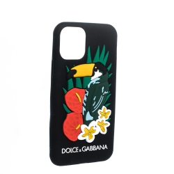 Pre Owned Dolce & Gabbana Black Toucan Print Rubber iPhone 11 Pro Case
