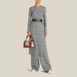 Pre Owned Dolce & Gabbana Black Devotion DG Embellished Leather Belt 75 CM