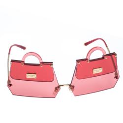 Pre Owned نظارة شمسية دولتشي آند غابانا حقيبة سيسيلي ذهبية/ حمراء شفافة