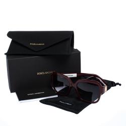 Pre Owned نظارة شمسية دولتشي أند غابانا دي جي4336-أف بوردو/ متدرجة رمادية