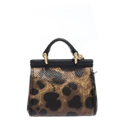 Pre Owned Dolce & Gabbana Brown Leopard Print Leather Miss Sicily Keyring
