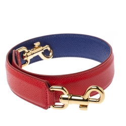 Pre Owned Dolce & Gabbana Red/Blue Leather Shoulder Bag Strap