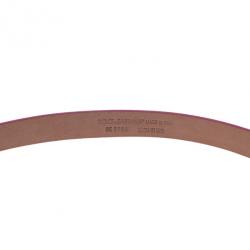 Pre Owned Dolce and Gabbana Pink Leather Logo Plaque Skinny Belt 80CM