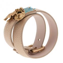 Pre Owned أس ورة دولتشي أند غابانا تمائم الحظ السعيد جلد طبيعي M