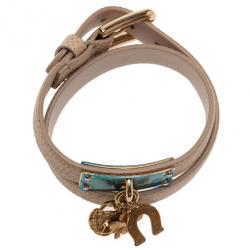 Pre Owned أسورة دولتشي أند غابانا تمائم الحظ السعيد جلد طبيعي M