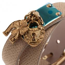 Pre Owned أسورة دولتشي أند غابانا تمائم الحظ السعيد جلد طبيعي M