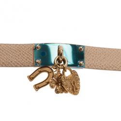 Pre Owned أسورة دولتشي أند غابانا تمائم الحظ السعيد جلد طبيعي M