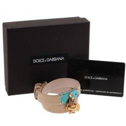 Pre Owned أسورة دولتشي أند غابانا تمائم الحظ السعيد جلد طبيعي M
